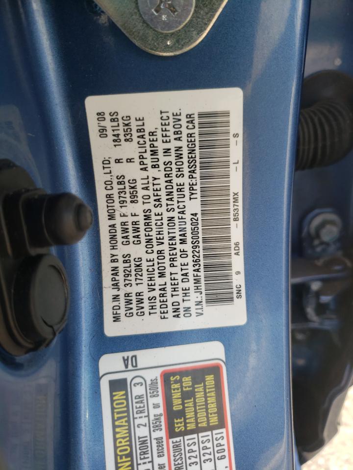 Photo 10 from auction – 2009 HONDA CIVIC HYBR with VIN JHMFA36229S005024