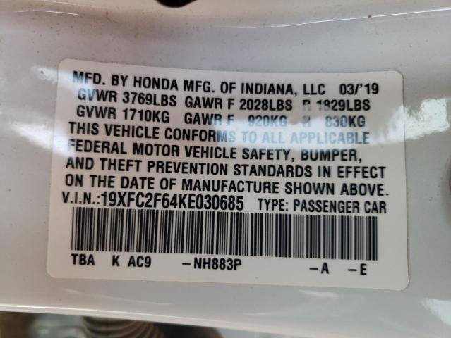 Photo 10 from auction – 2019 HONDA CIVIC LX with VIN 19XFC2F64KE030685