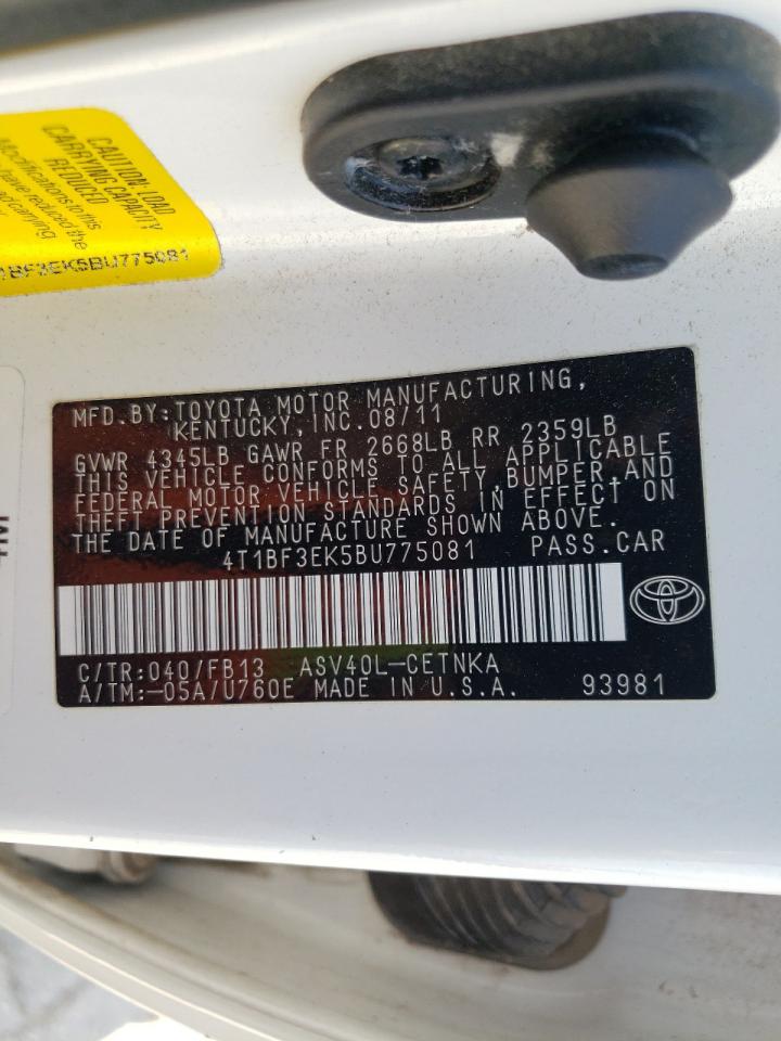 Zdjęcie 10 z aukcji – 2011 TOYOTA CAMRY BASE z VIN 4T1BF3EK5BU775081
