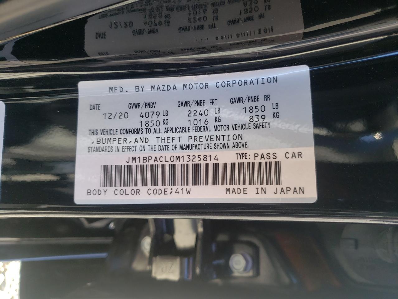 Photo 10 from auction – 2021 MAZDA 3 PREFERRE with VIN JM1BPACL0M1325814