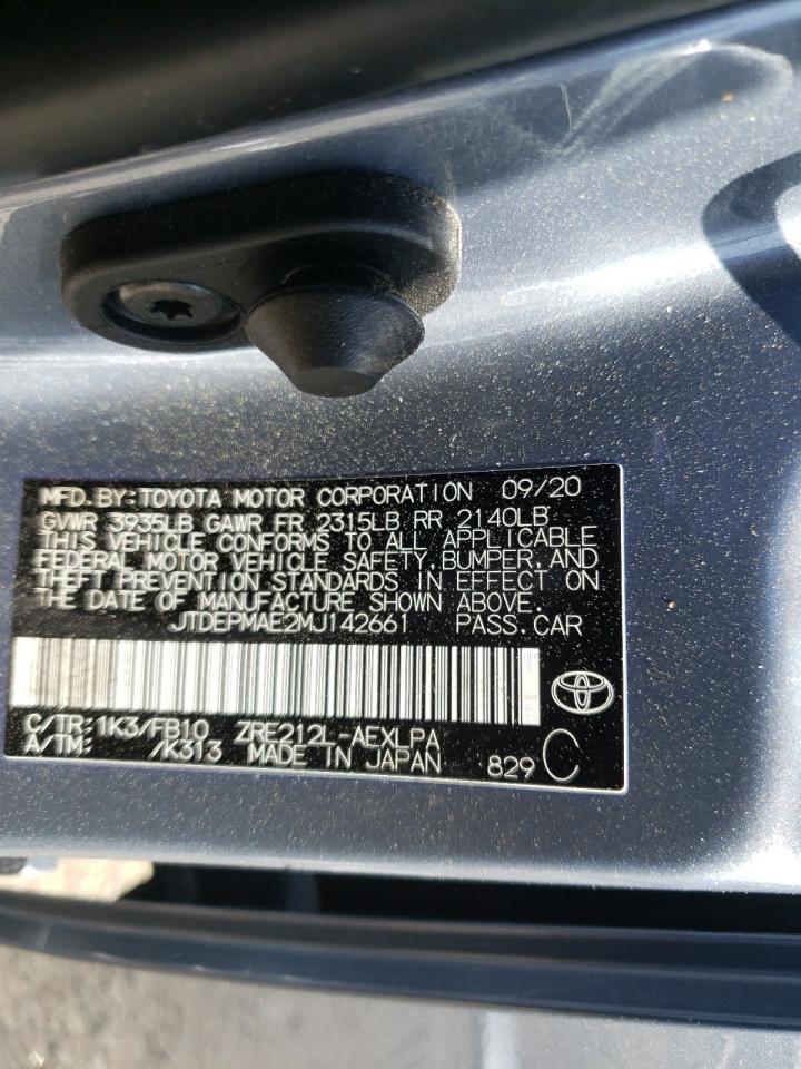 Photo 10 from auction – 2021 TOYOTA COROLLA LE with VIN JTDEPMAE2MJ142661