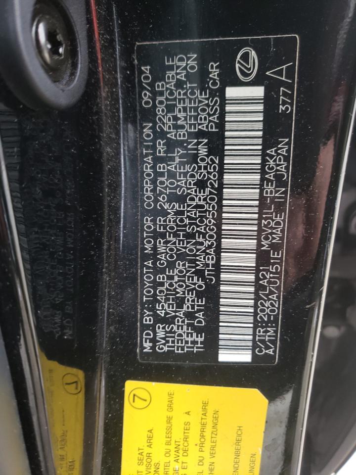 Photo 10 from auction – 2005 LEXUS ES 330 with VIN JTHBA30G955072652
