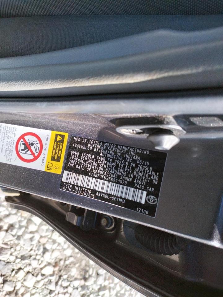 Photo 10 from auction – 2015 TOYOTA CAMRY LE with VIN 4T4BF1FK3FR511579