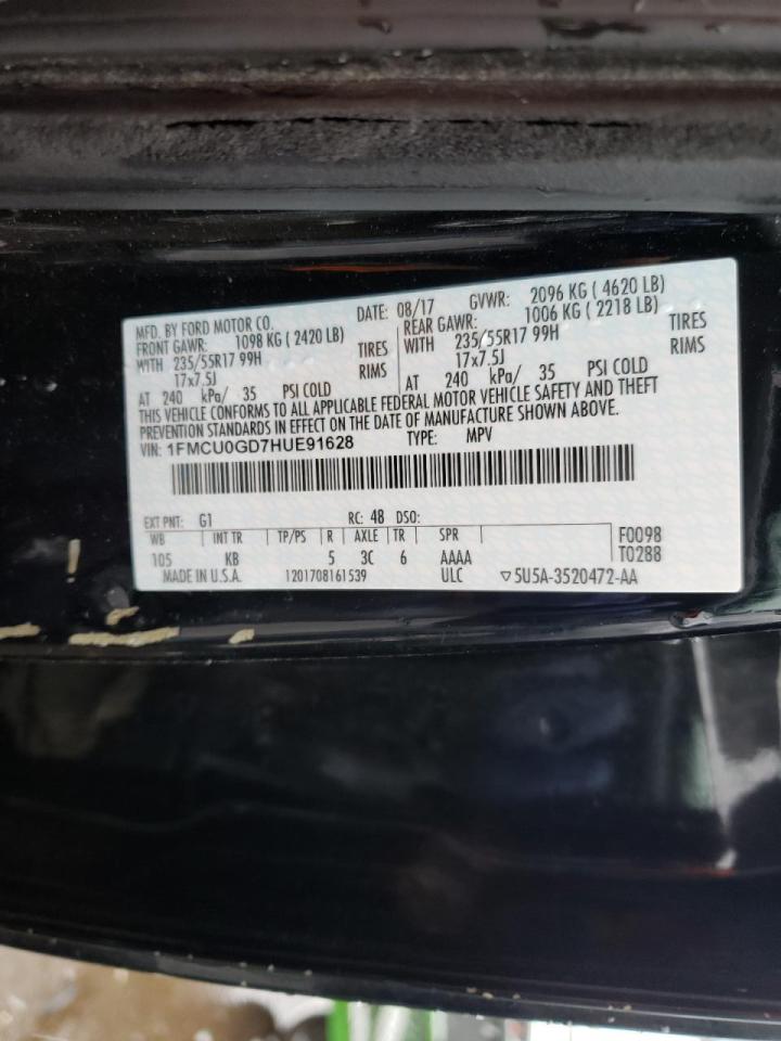 Photo 10 from auction – 2017 FORD ESCAPE SE with VIN 1FMCU0GD7HUE91628