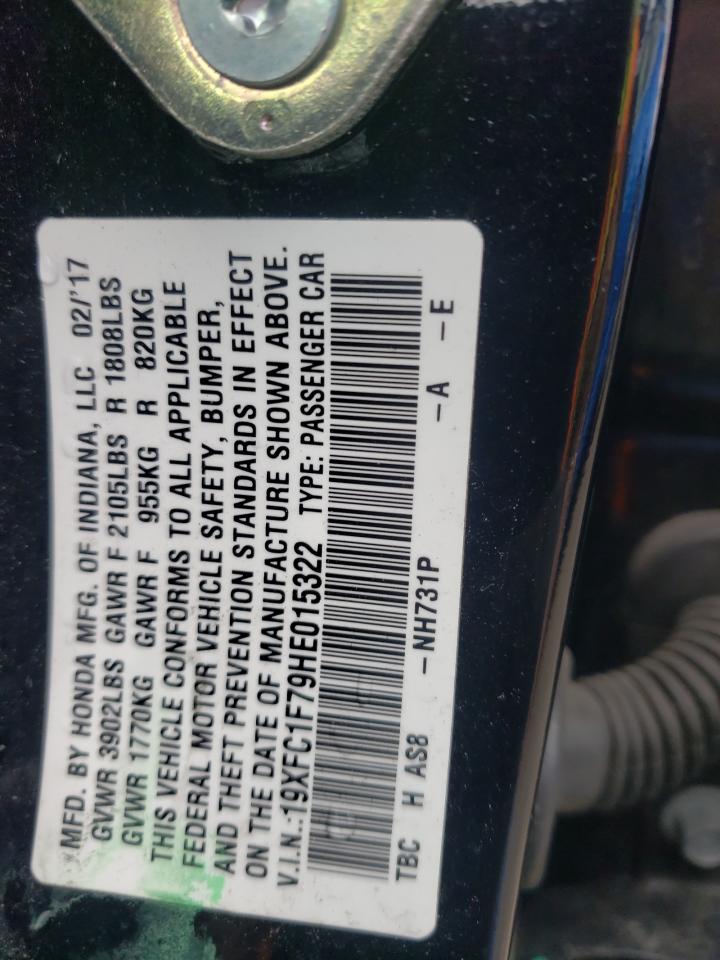 Photo 10 from auction – 2017 HONDA CIVIC EXL with VIN 19XFC1F79HE015322