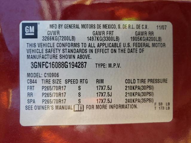 Photo 10 from auction – 2008 CHEVROLET SUBURBAN C with VIN 3GNFC16088G194287