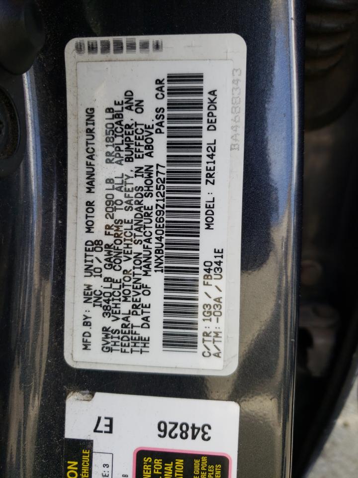 Photo 10 from auction – 2009 TOYOTA COROLLA BA with VIN 1NXBU40E69Z125277