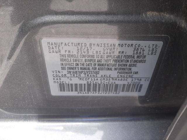 Photo 10 from auction – 2018 NISSAN SENTRA S with VIN 3N1AB7AP3JY237482