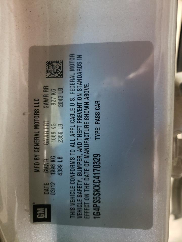Photo 10 from auction – 2012 BUICK VERANO with VIN 1G4PS5SKXC4170329