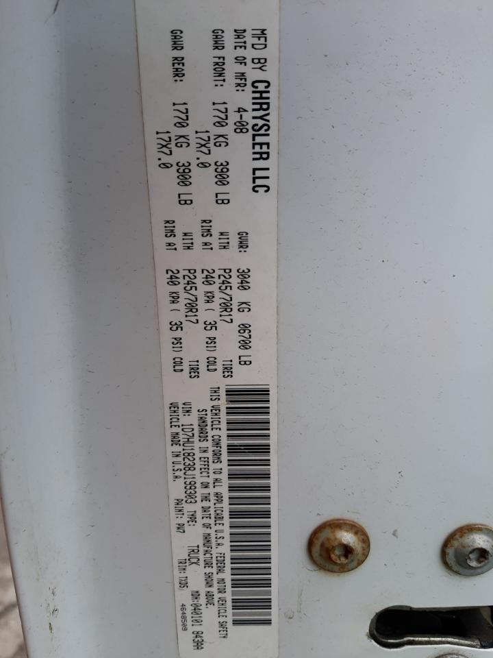 Photo 10 from auction – 2008 DODGE RAM 1500 S with VIN 1D7HU18238J199303