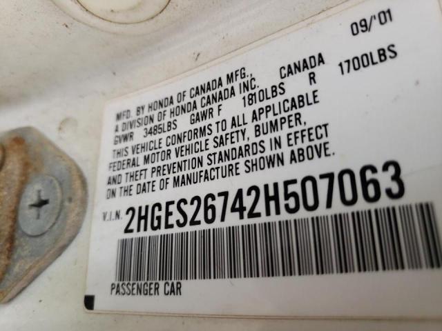 Photo 10 from auction – 2002 HONDA CIVIC EX with VIN 2HGES26742H507063