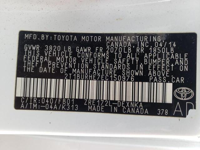 صورة رقم 9 من المزاد - 2014 TOYOTA COROLLA L مع VIN 2T1BURHE7EC150976