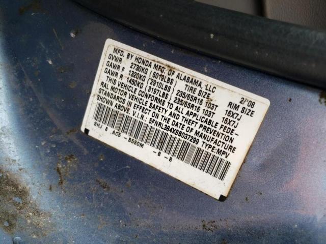 Photo 10 from auction – 2008 HONDA ODYSSEY EX with VIN 5FNRL384X8B037299