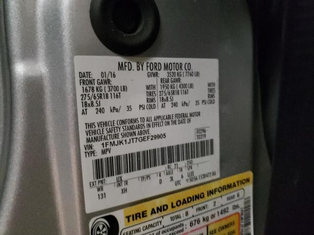 Photo 10 from auction – 2016 FORD EXPEDITION with VIN 1FMJK1JT7GEF29905