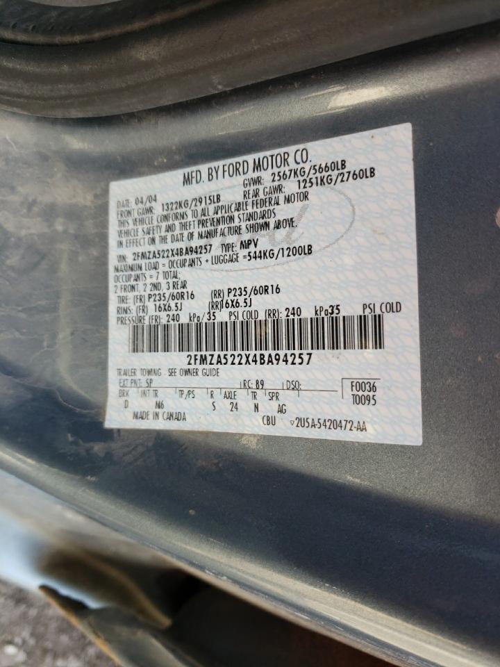 Photo 10 from auction – 2004 FORD FREESTAR S with VIN 2FMZA522X4BA94257