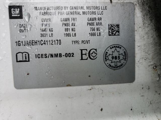 Photo 10 from auction – 2012 CHEVROLET SONIC LS with VIN 1G1JA6EH1C4112170