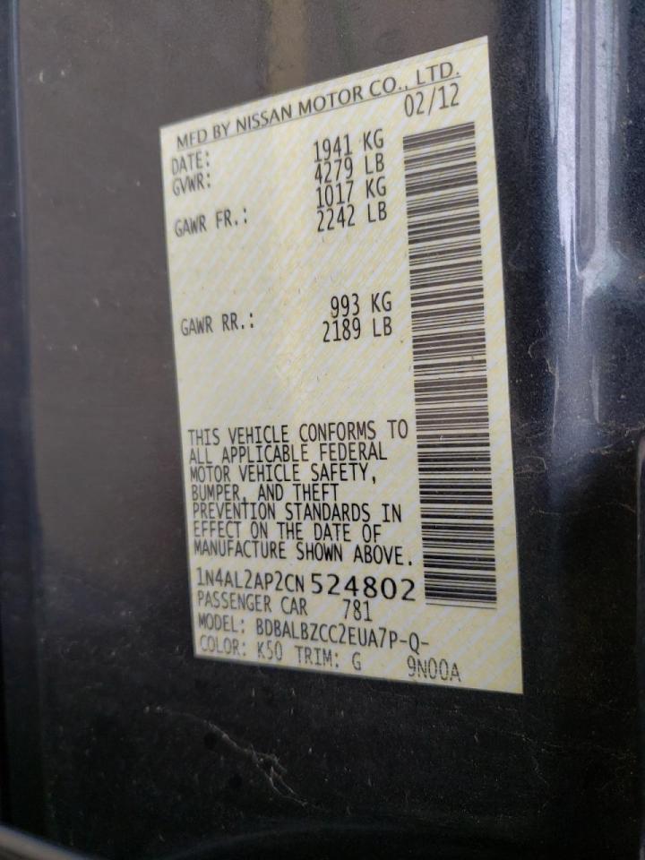 Foto 10 de la subasta – 2012 NISSAN ALTIMA BAS con VIN 1N4AL2AP2CN524802