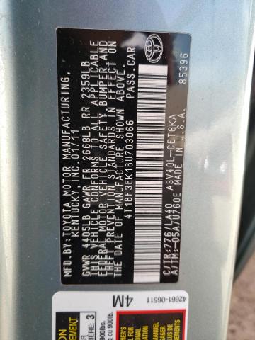 Photo 10 from auction – 2011 TOYOTA CAMRY BASE with VIN 4T1BF3EK1BU703066