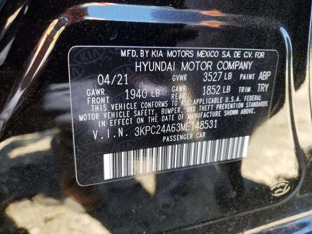 Photo 10 from auction – 2021 HYUNDAI ACCENT SE with VIN 3KPC24A63ME148531