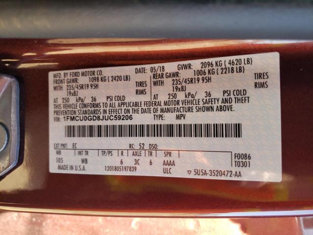 Photo 10 from auction – 2018 FORD ESCAPE SE with VIN 1FMCU0GD8JUC59206