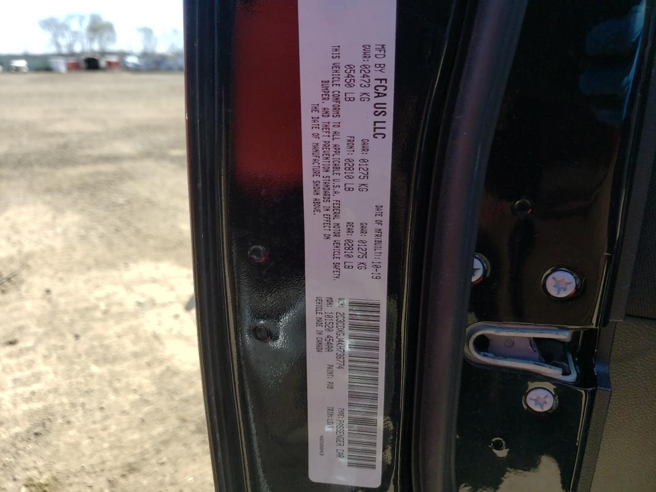Photo 10 from auction – 2019 DODGE CHARGER SC with VIN 2C3CDXGJ4KH736774