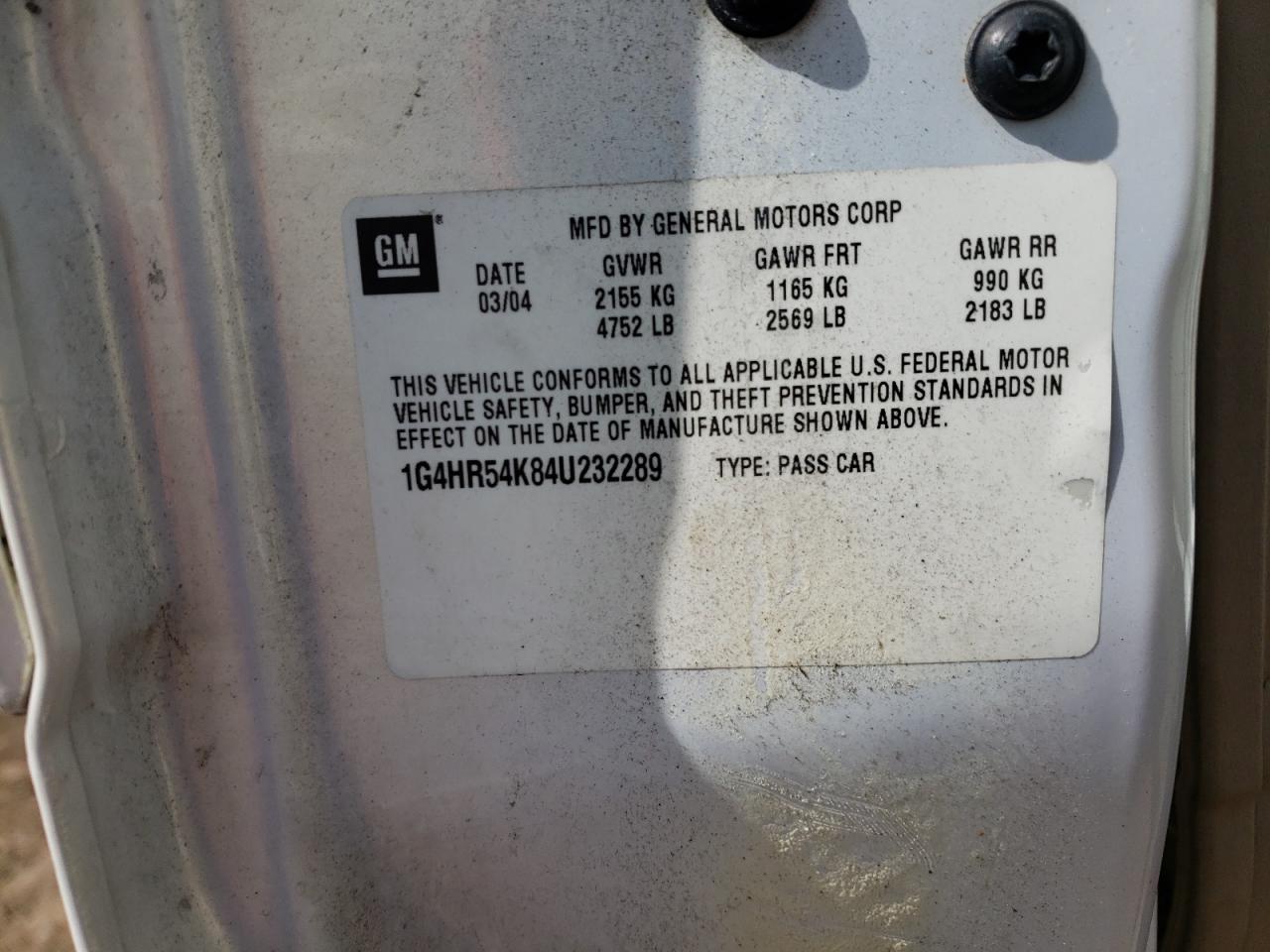 Photo 10 from auction – 2004 BUICK LESABRE LI with VIN 1G4HR54K84U232289