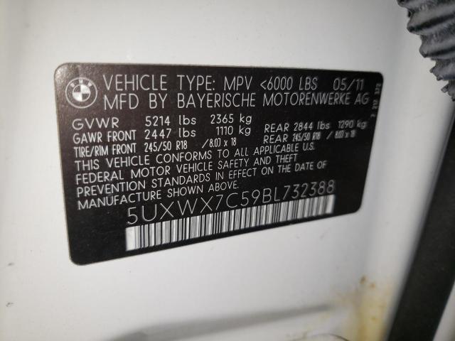 Photo 10 from auction – 2011 BMW X3 XDRIVE3 with VIN 5UXWX7C59BL732388