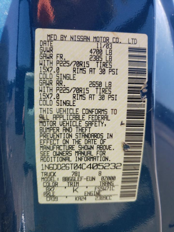 Photo 10 from auction – 2004 NISSAN FRONTIER K with VIN 1N6DD26T04C405232
