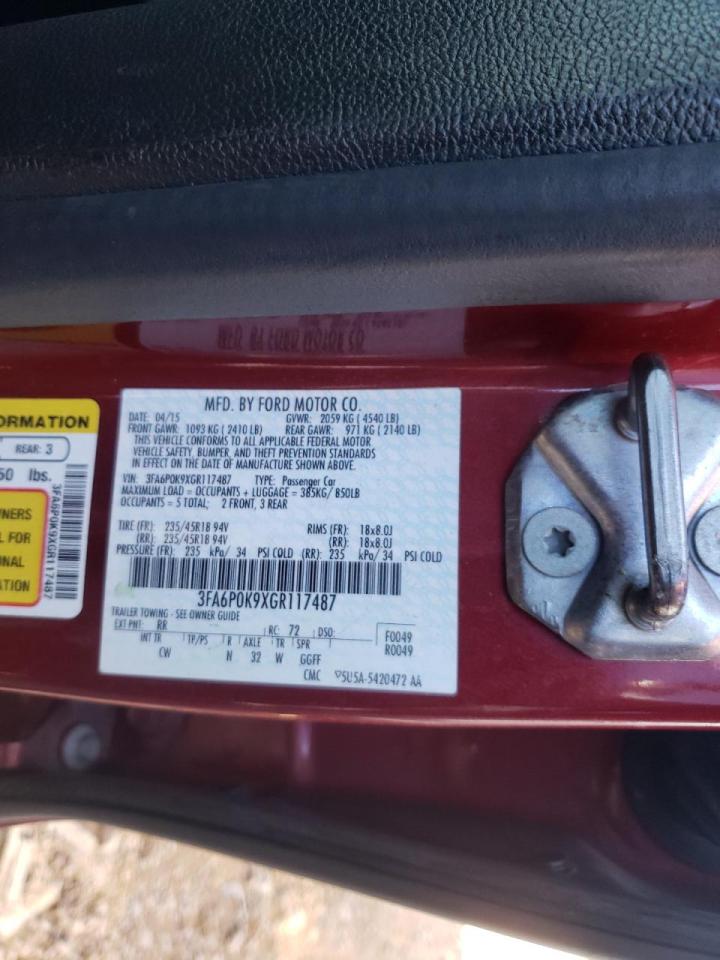 Photo 10 from auction – 2016 FORD FUSION TIT with VIN 3FA6P0K9XGR117487