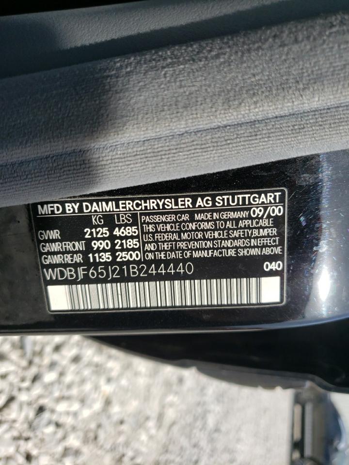 Photo 10 from auction – 2001 MERCEDES-BENZ E 320 with VIN WDBJF65J21B244440