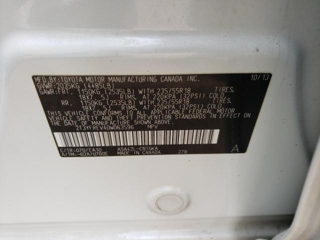 Photo 10 from auction – 2013 TOYOTA RAV4 LIMIT with VIN 2T3YFREV4DW063596