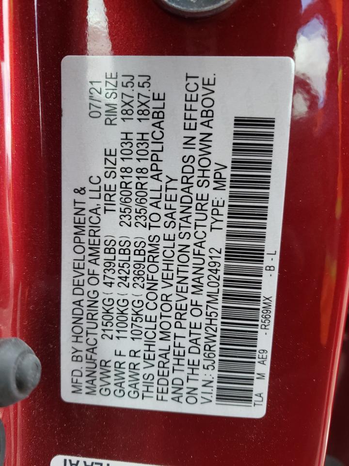 Photo 10 from auction – 2021 HONDA CR-V EX with VIN 5J6RW2H57ML024912