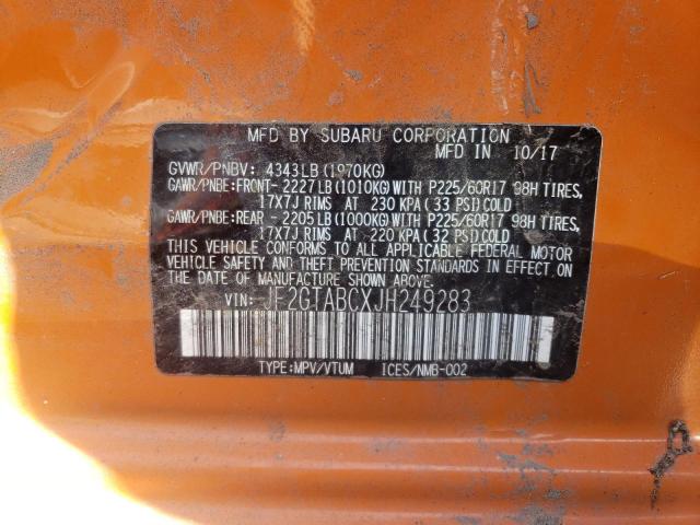 Photo 10 from auction – 2018 SUBARU CROSSTREK with VIN JF2GTABCXJH249283