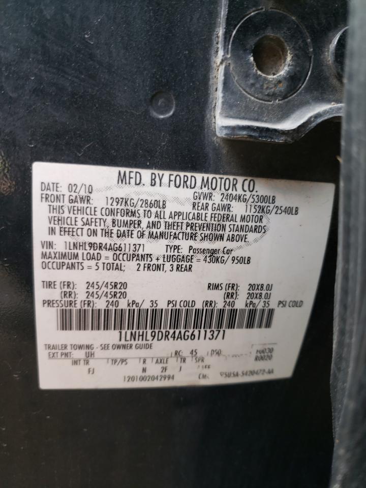 Photo 10 from auction – 2010 LINCOLN MKS with VIN 1LNHL9DR4AG611371