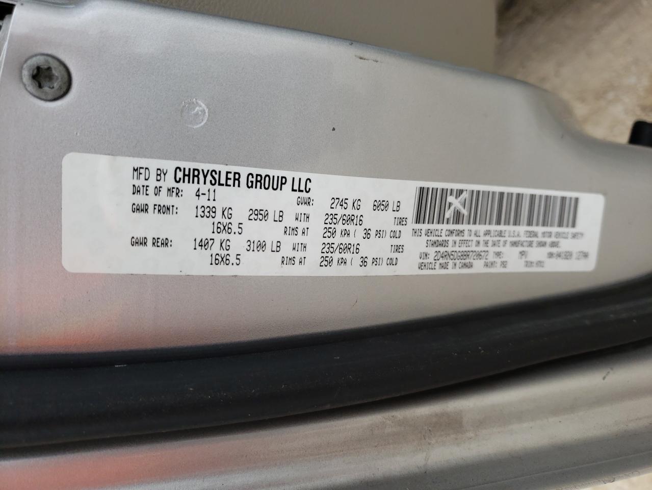 Photo 10 from auction – 2011 DODGE GRAND CARA with VIN 2D4RN5DG8BR720672
