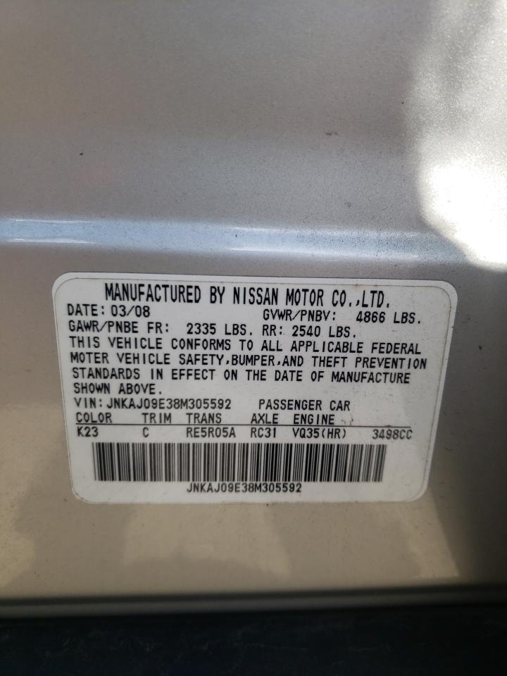 Photo 10 from auction – 2008 INFINITI EX35 BASE with VIN JNKAJ09E38M305592