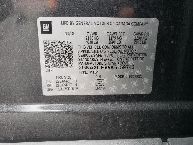 Photo 10 from auction – 2019 CHEVROLET EQUINOX LT with VIN 2GNAXUEV9K6159743