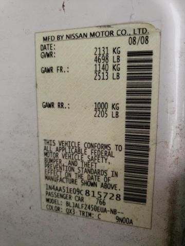 Photo 10 from auction – 2009 NISSAN MAXIMA S with VIN 1N4AA51E09C815728