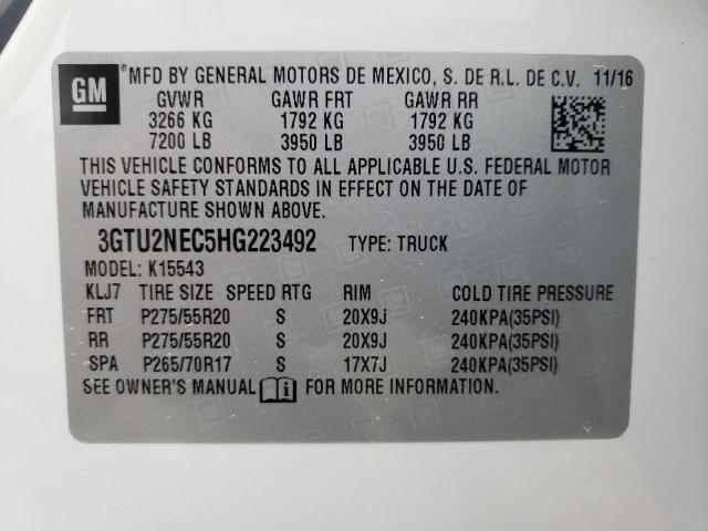 GMC SIERRA K15 2017 with VIN 3GTU2NEC5HG223492 - Photo from auction