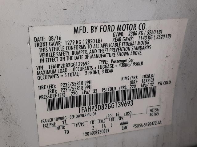 Photo 10 from auction – 2016 FORD TAURUS SE with VIN 1FAHP2D82GG139693
