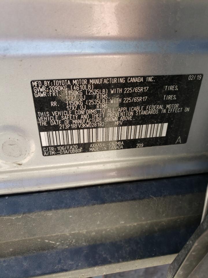 Photo 10 from auction – 2019 TOYOTA RAV4 XLE with VIN 2T3P1RFV3KW028182