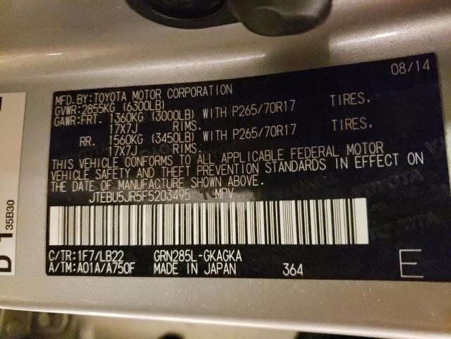 Photo 10 from auction – 2015 TOYOTA 4RUNNER SR with VIN JTEBU5JR5F5203495