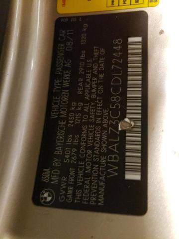 Photo 10 from auction – 2012 BMW 650 I with VIN WBALZ3C58CDL72448