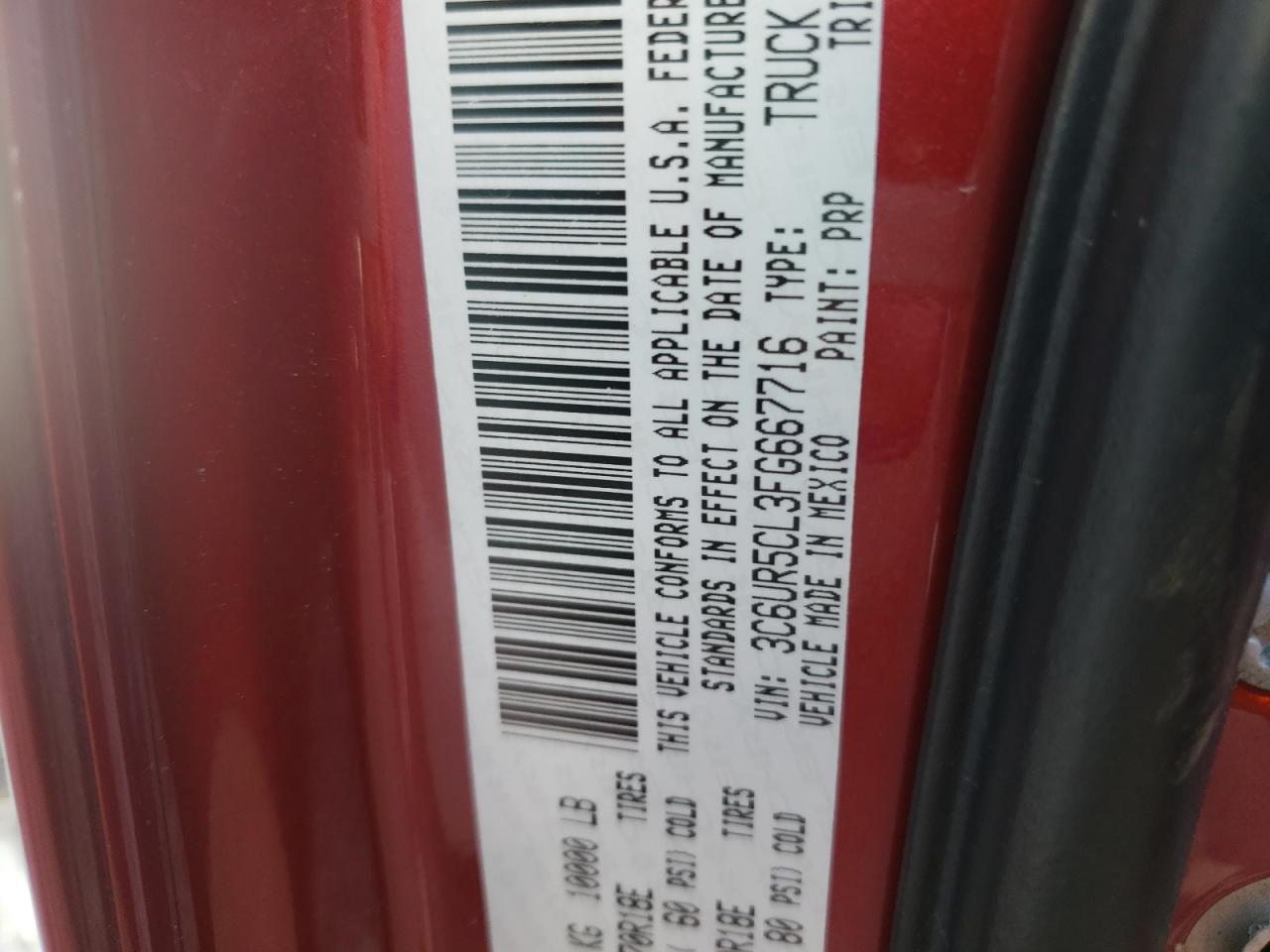 Photo 10 from auction – 2015 RAM 2500 ST with VIN 3C6UR5CL3FG667716