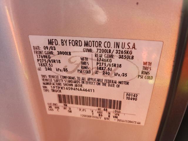Photo 10 from auction – 2004 FORD F150 with VIN 1FTPX14594NA46411