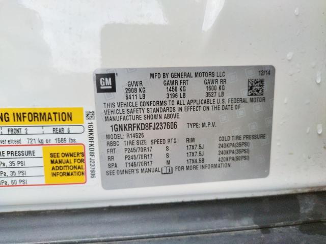 Photo 10 from auction – 2015 CHEVROLET TRAVERSE L with VIN 1GNKRFKD8FJ237606