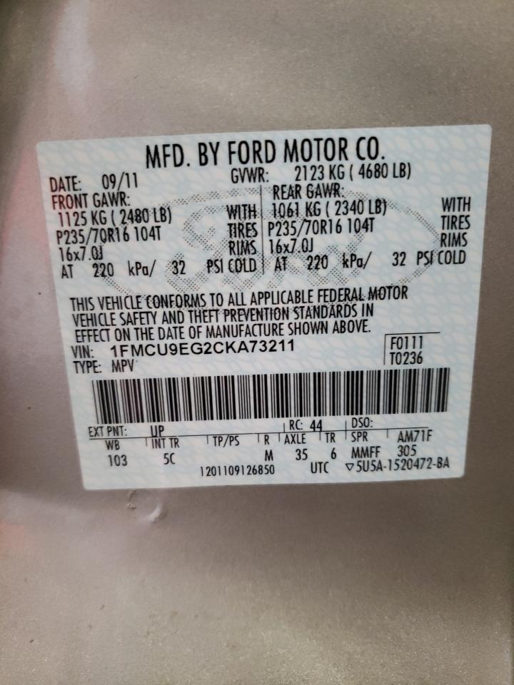 Photo 10 from auction – 2012 FORD ESCAPE LIM with VIN 1FMCU9EG2CKA73211
