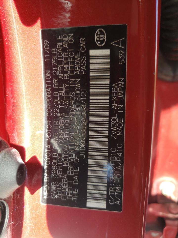 Photo 10 from auction – 2010 TOYOTA PRIUS with VIN JTDKN3DU2A0087121