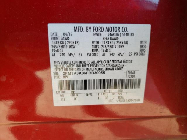 FORD EDGE TITAN 2015 with VIN 2FMTK3K86FBB30055 - Photo from auction