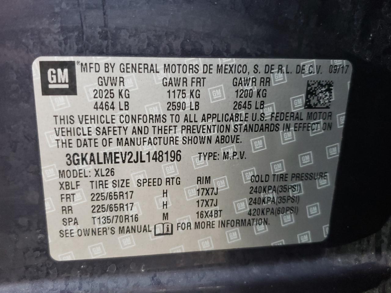 Photo 10 from auction – 2018 GMC TERRAIN SL with VIN 3GKALMEV2JL148196
